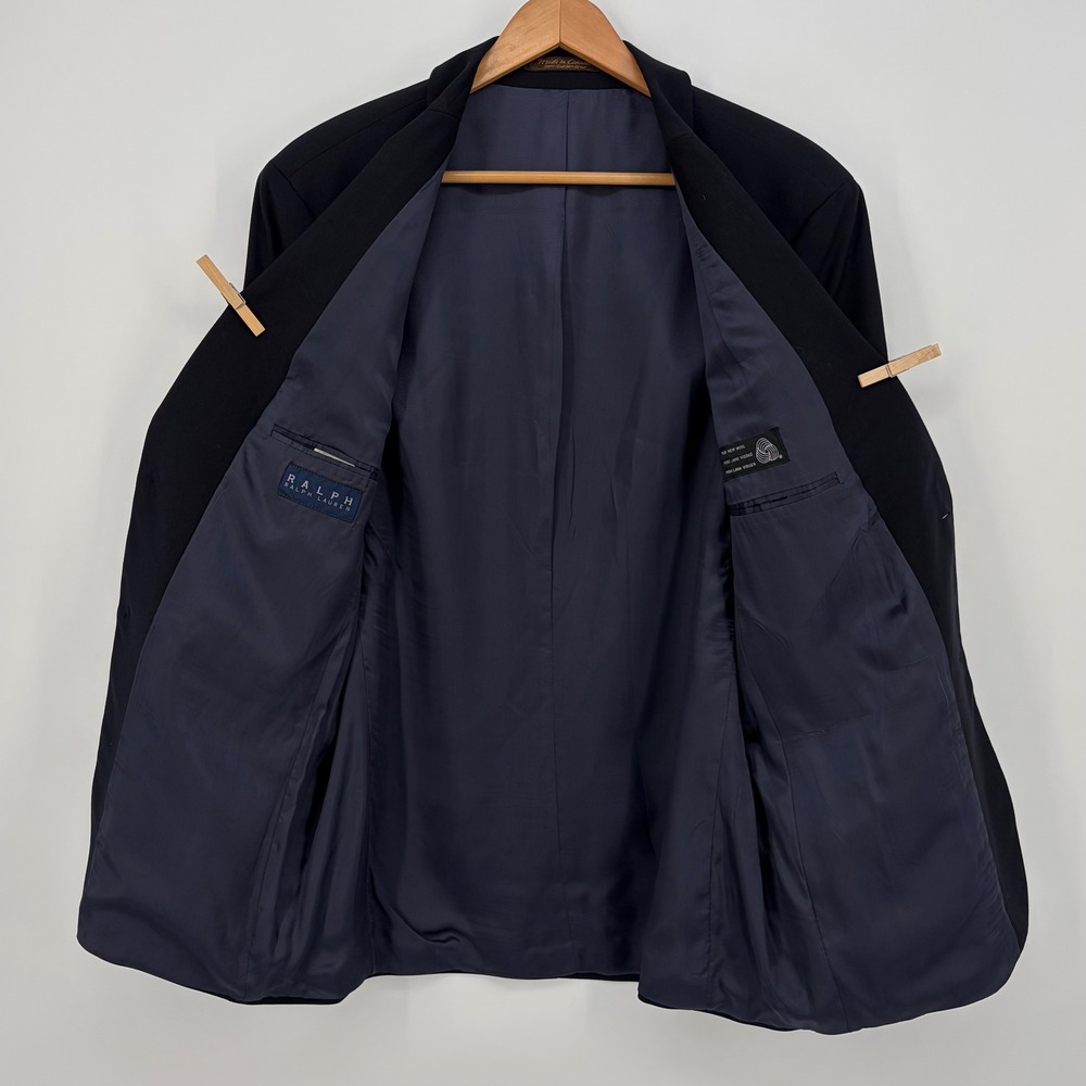 Ralph‎ Ralph Lauren Blazer Wool Black Two Button Classic Professional 41R Jacket - Picture 6 of 14